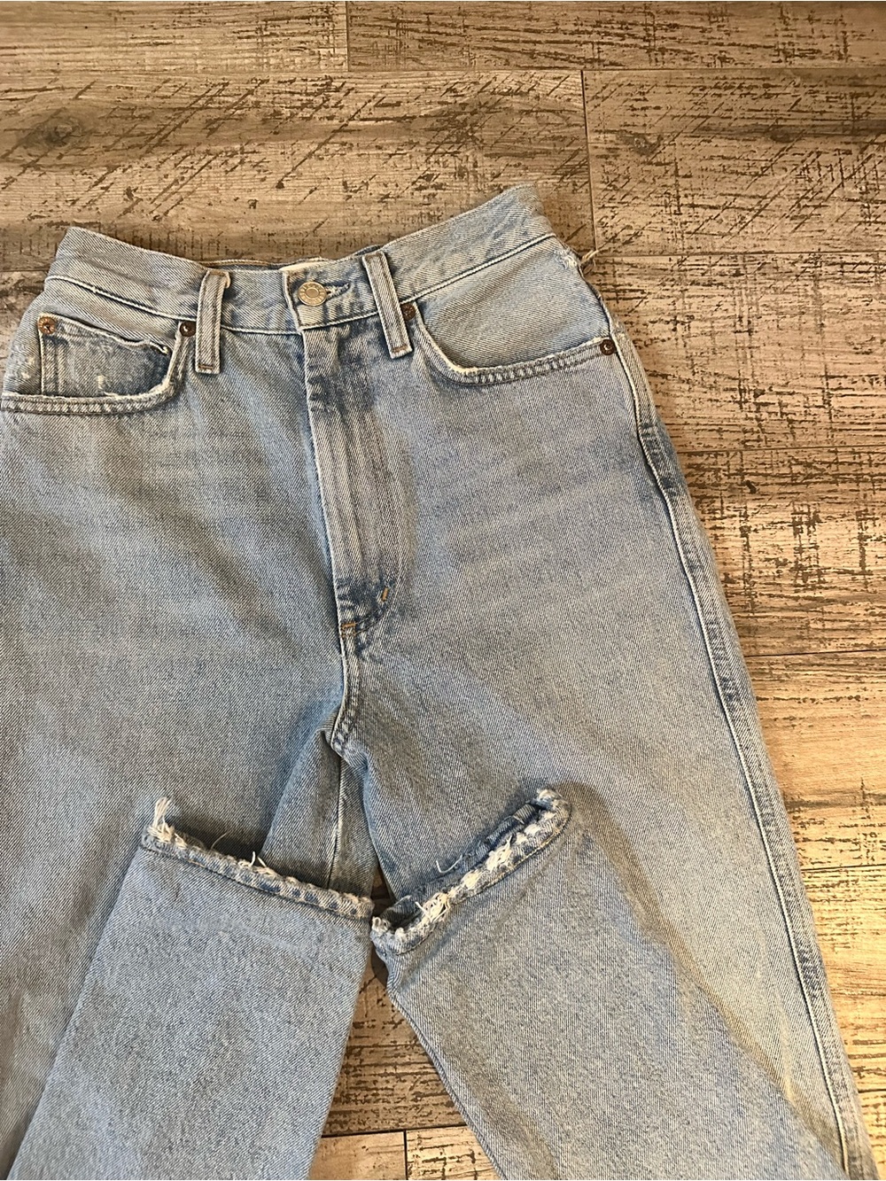 Agolde High-Rise Light Blue Straight Leg Jeans - Picture 2 of 7